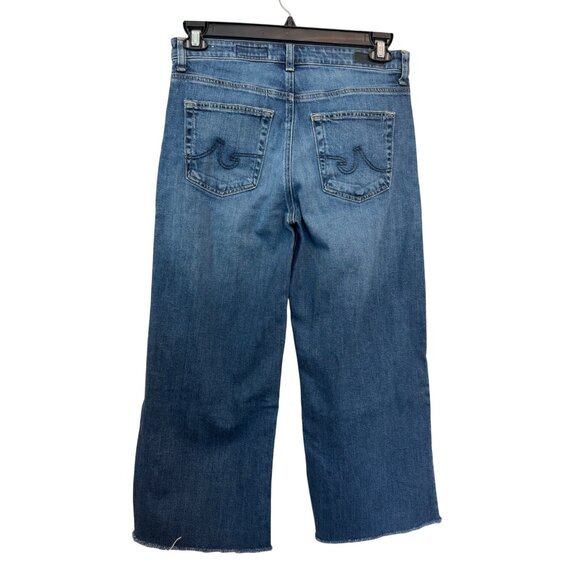 AG Adriano Goldschmied Wide Leg Crop Mid Rise Jeans Women Size 28 Blue Denim Mad - Picture 3 of 4